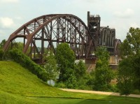 Old bridge across the Arkansas River.  Photo taken in front of the William J. Clinton Presidential Library, Little Rock.