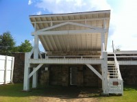Fort Smith was the site of the Federal district court for the Western District of Arkansas 1872-1896.  This is a replica of the gallows where 86 men were hanged 1873-1896. Six was the most in any one day.  In all, Judge Issac Parker sentenced 160 men to hang.